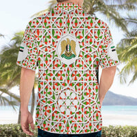 Syria Geometric Pattern Hawaiian Shirt with Traditional Arab Tile Motif and Flag Emblem