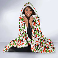 Syria Geometric Pattern Hooded Blanket with Traditional Arab Tile Motif and Flag Emblem