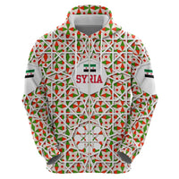 Syria Geometric Pattern Hoodie with Traditional Arab Tile Motif and Flag Emblem