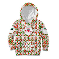 Syria Geometric Pattern Kid Hoodie with Traditional Arab Tile Motif and Flag Emblem