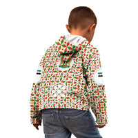 Syria Geometric Pattern Kid Hoodie with Traditional Arab Tile Motif and Flag Emblem