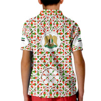Syria Geometric Pattern Kid Polo Shirt with Traditional Arab Tile Motif and Flag Emblem