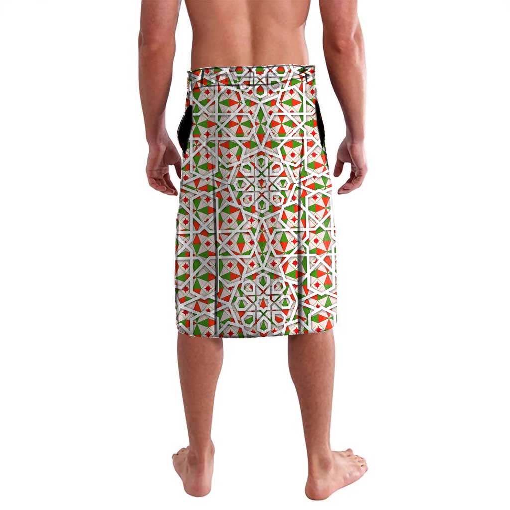 Syria Geometric Pattern Lavalava with Traditional Arab Tile Motif and Flag Emblem