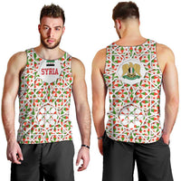 Syria Geometric Pattern Men Tank Top with Traditional Arab Tile Motif and Flag Emblem