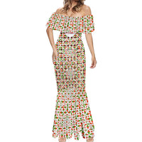 Syria Geometric Pattern Mermaid Dress with Traditional Arab Tile Motif and Flag Emblem