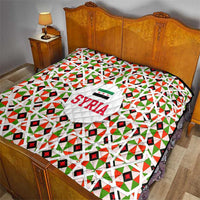 Syria Geometric Pattern Quilt with Traditional Arab Tile Motif and Flag Emblem