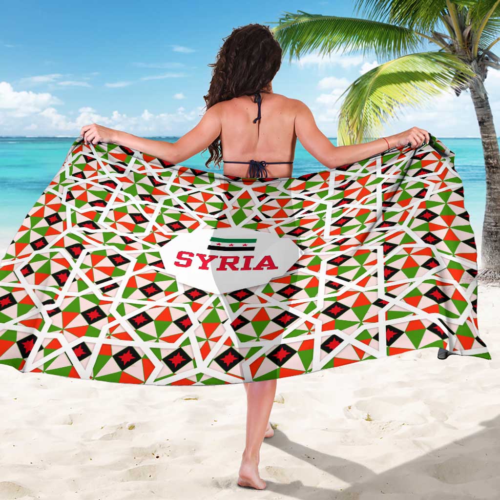 Syria Geometric Pattern Sarong with Traditional Arab Tile Motif and Flag Emblem