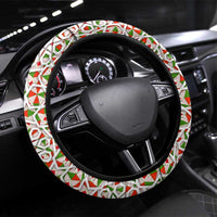 Syria Geometric Pattern Steering Wheel Cover with Traditional Arab Tile Motif and Flag Emblem