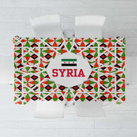 Syria Geometric Pattern Tablecloth with Traditional Arab Tile Motif and Flag Emblem