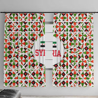 Syria Geometric Pattern Window Curtain with Traditional Arab Tile Motif and Flag Emblem