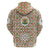 Syria Geometric Pattern Zip Hoodie with Traditional Arab Tile Motif and Flag Emblem