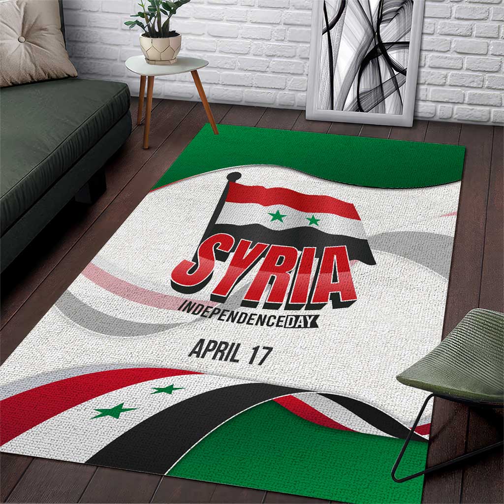 Syria Independence Day Area Rug with National Flag and Emblem
