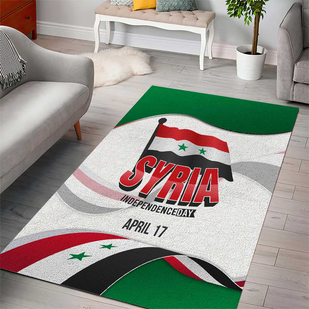 Syria Independence Day Area Rug with National Flag and Emblem