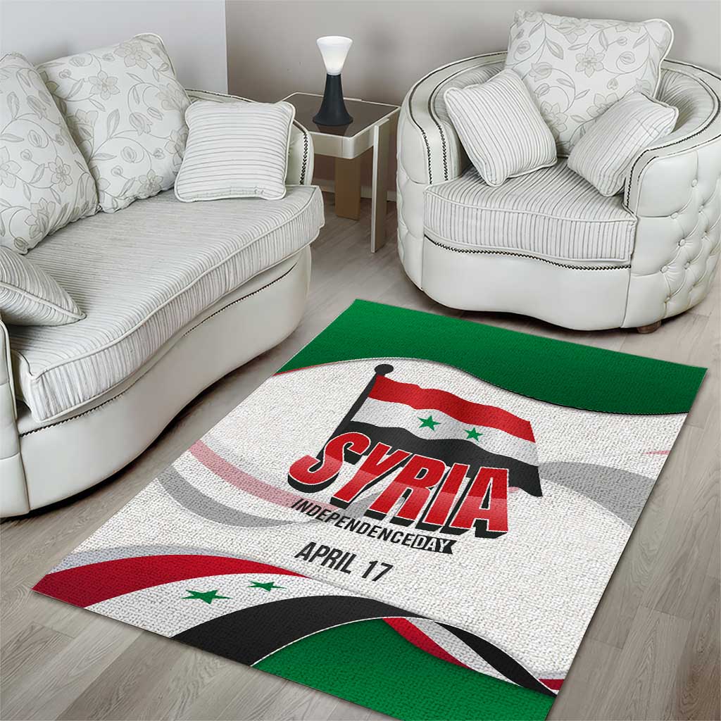 Syria Independence Day Area Rug with National Flag and Emblem