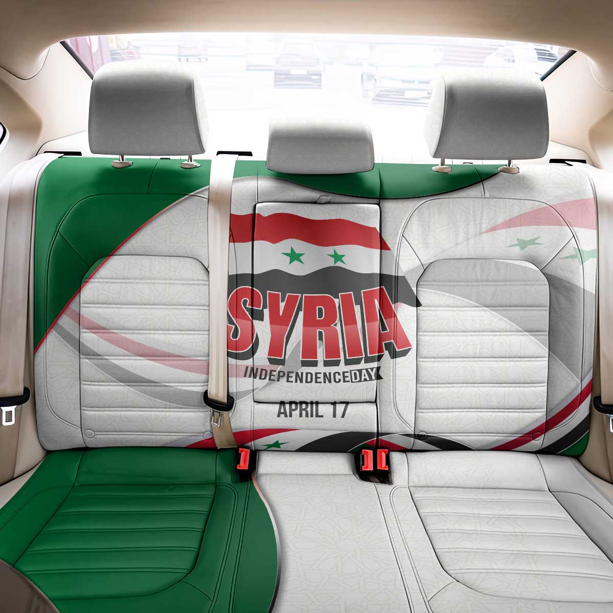 Syria Independence Day Back Car Seat Cover with National Flag and Emblem