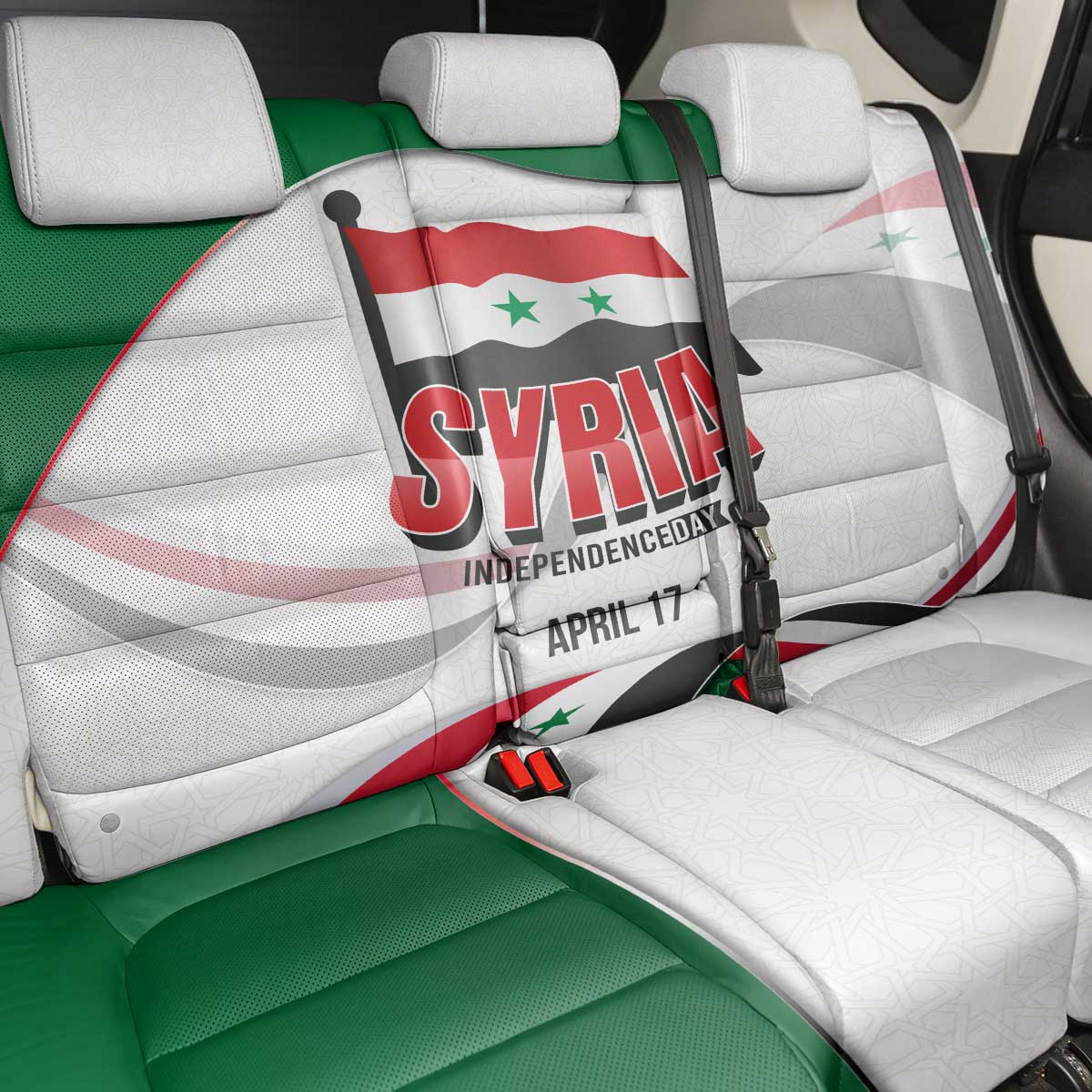 Syria Independence Day Back Car Seat Cover with National Flag and Emblem