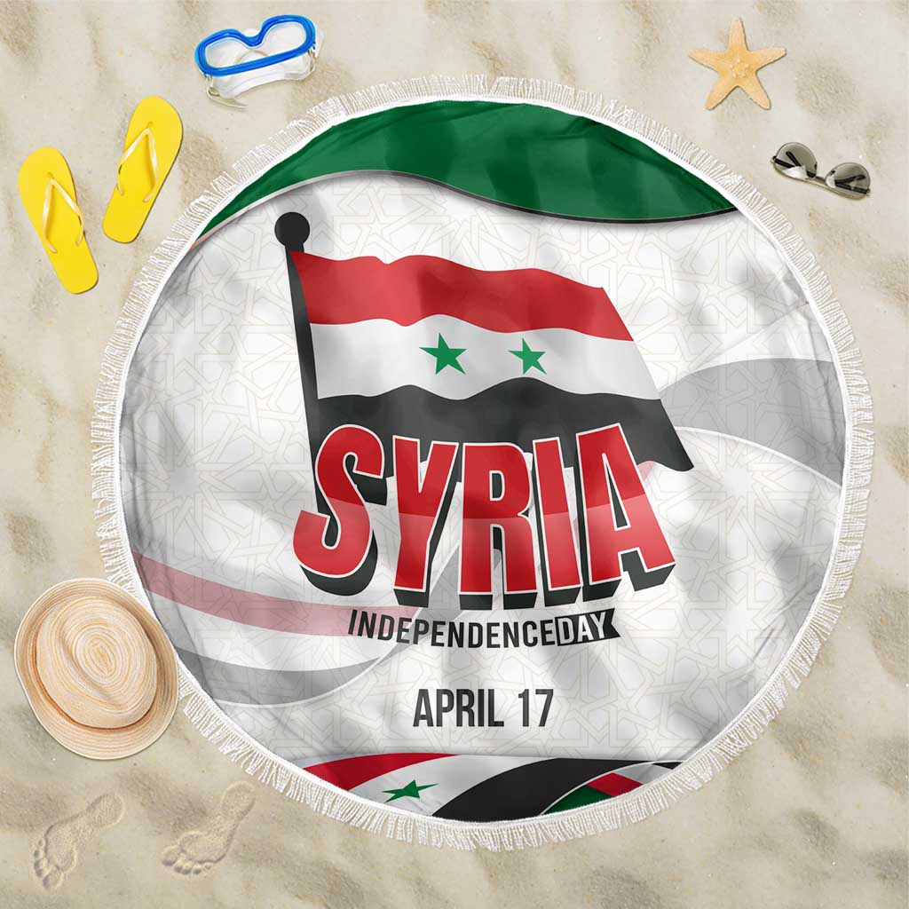 Syria Independence Day Beach Blanket with National Flag and Emblem
