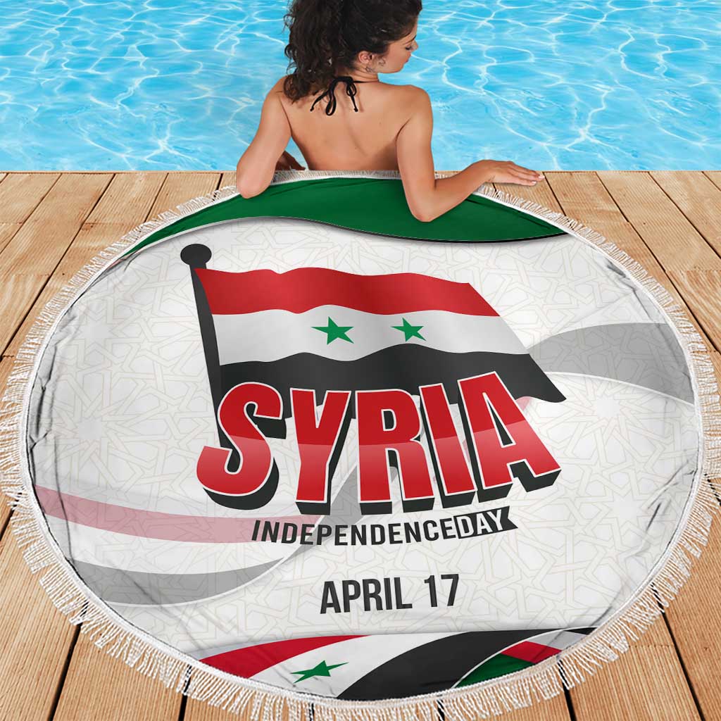 Syria Independence Day Beach Blanket with National Flag and Emblem
