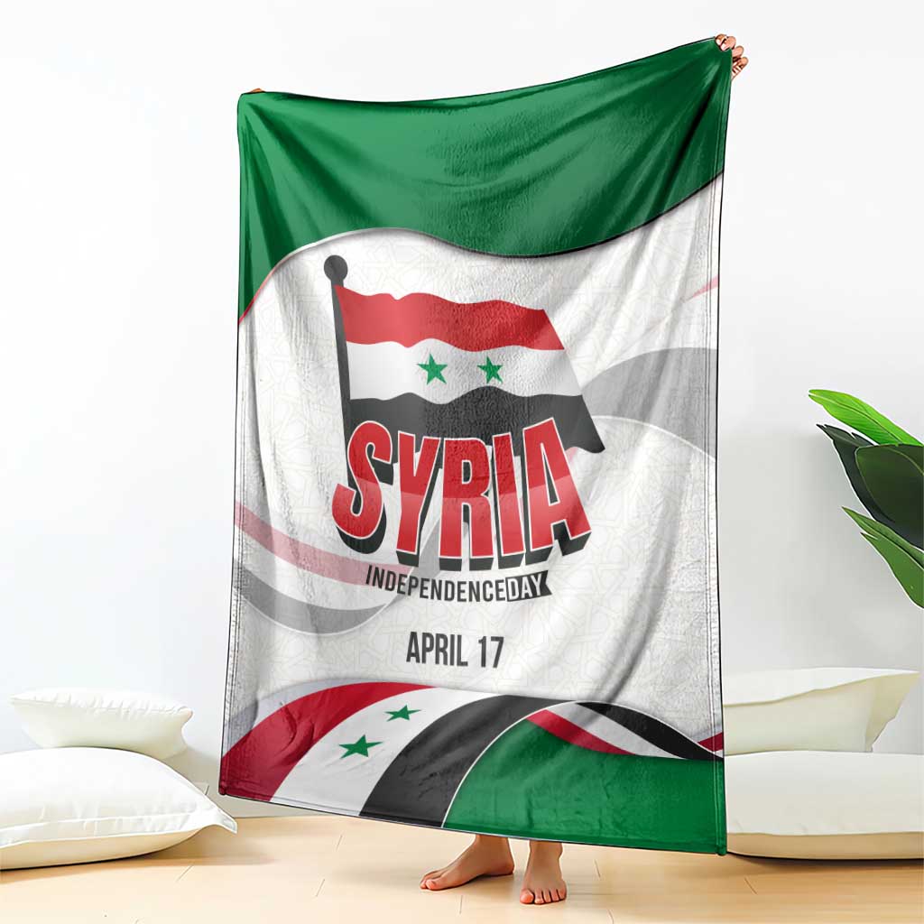 Syria Independence Day Blanket with National Flag and Emblem