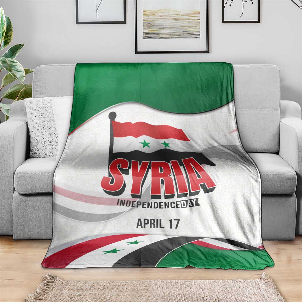 Syria Independence Day Blanket with National Flag and Emblem