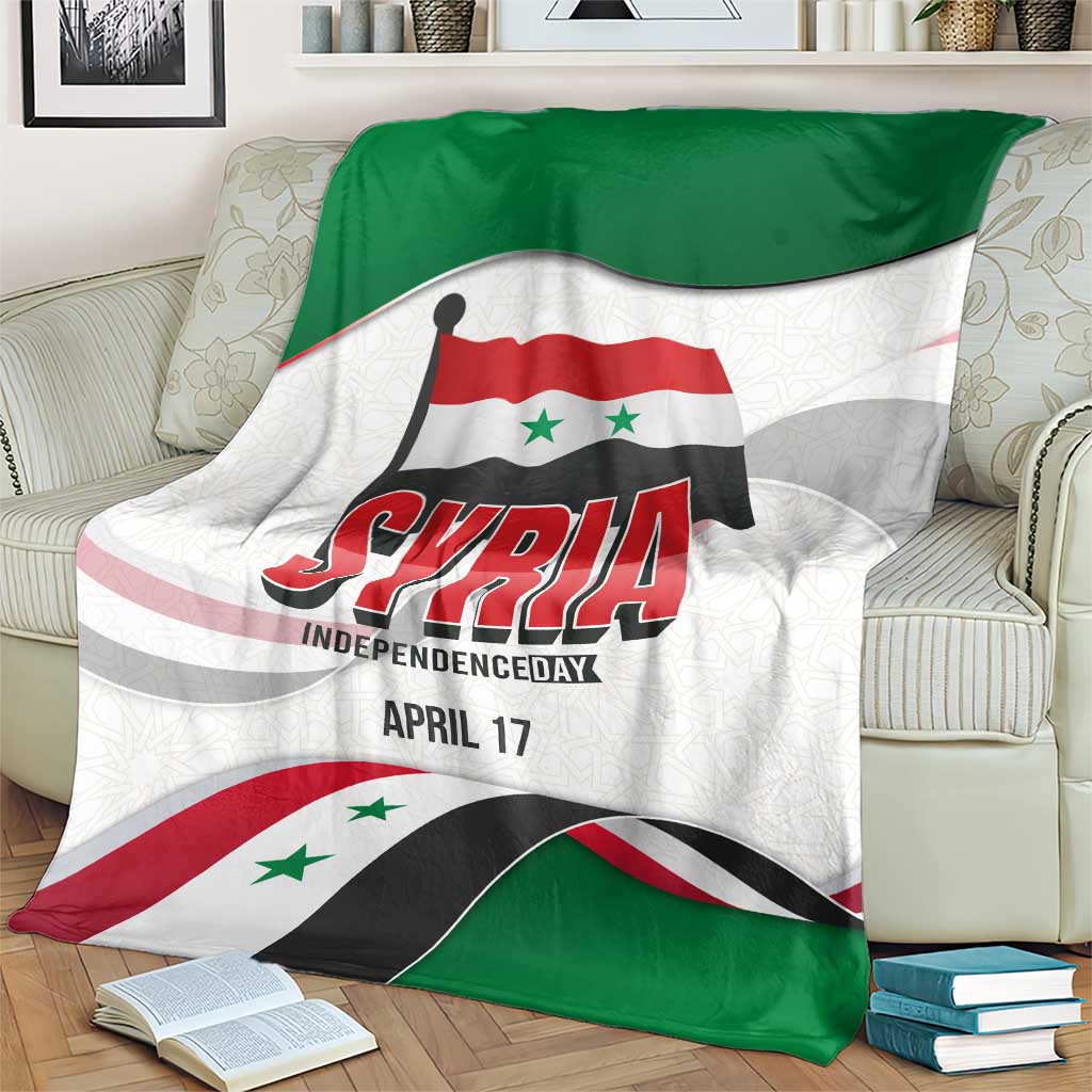 Syria Independence Day Blanket with National Flag and Emblem