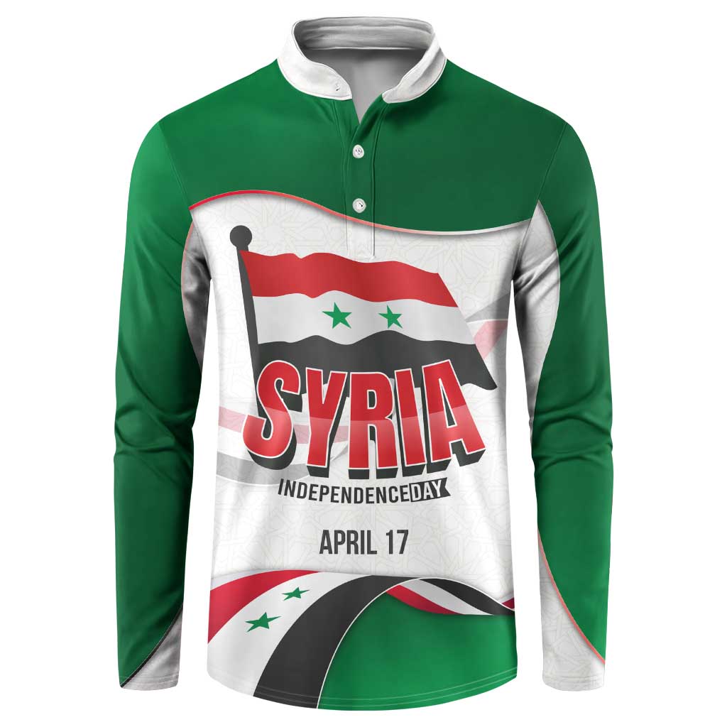 Syria Independence Day Button Sweatshirt with National Flag and Emblem