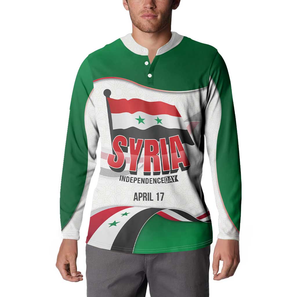 Syria Independence Day Button Sweatshirt with National Flag and Emblem