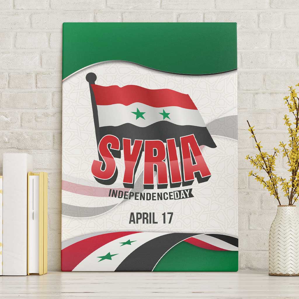 Syria Independence Day Canvas Wall Art with National Flag and Emblem