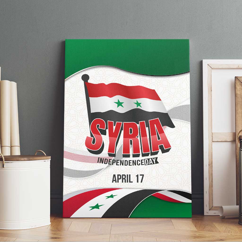 Syria Independence Day Canvas Wall Art with National Flag and Emblem