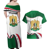 Syria Independence Day Couples Matching Off Shoulder Maxi Dress and Hawaiian Shirt with National Flag and Emblem