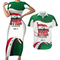 Syria Independence Day Couples Matching Short Sleeve Bodycon Dress and Hawaiian Shirt with National Flag and Emblem