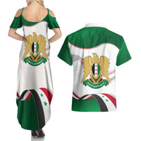 Syria Independence Day Couples Matching Summer Maxi Dress and Hawaiian Shirt with National Flag and Emblem