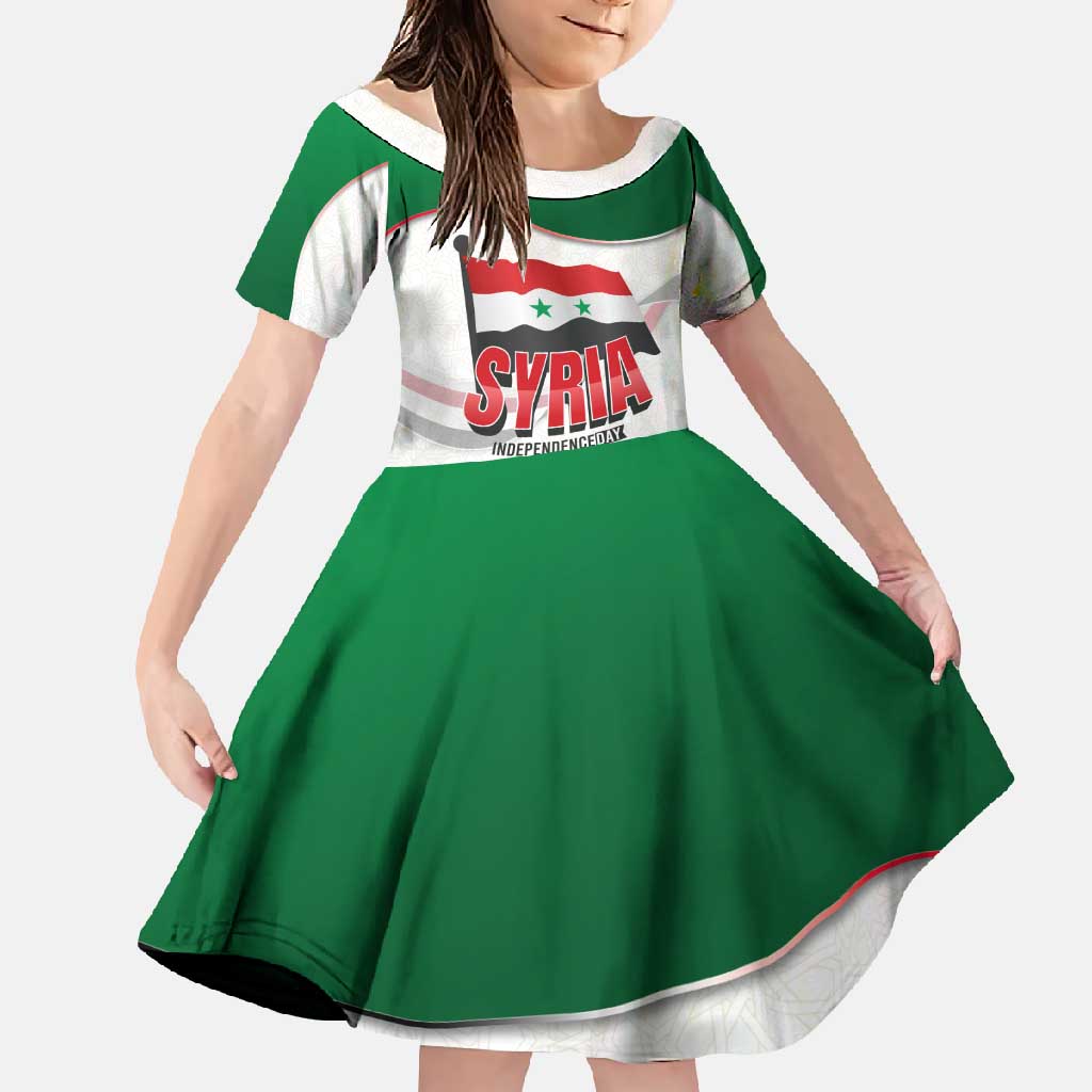 Syria Independence Day Family Matching Long Sleeve Bodycon Dress and Hawaiian Shirt with National Flag and Emblem