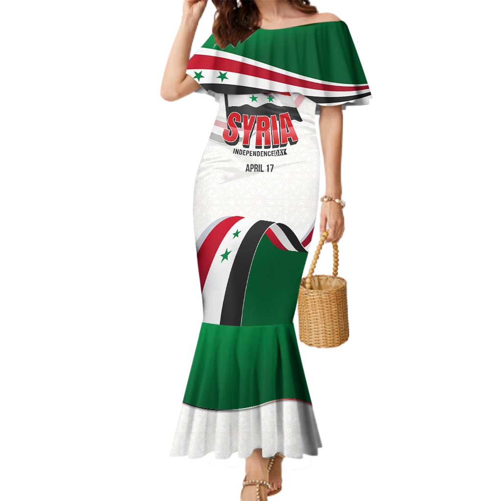 Syria Independence Day Family Matching Mermaid Dress and Hawaiian Shirt with National Flag and Emblem