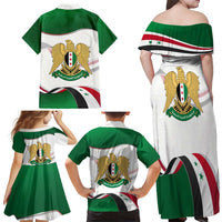 Syria Independence Day Family Matching Off Shoulder Maxi Dress and Hawaiian Shirt with National Flag and Emblem