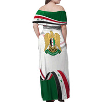 Syria Independence Day Family Matching Off Shoulder Maxi Dress and Hawaiian Shirt with National Flag and Emblem
