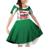 Syria Independence Day Family Matching Off Shoulder Short Dress and Hawaiian Shirt with National Flag and Emblem