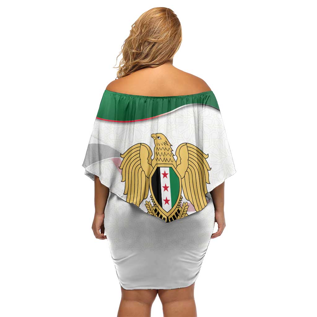 Syria Independence Day Family Matching Off Shoulder Short Dress and Hawaiian Shirt with National Flag and Emblem