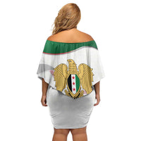 Syria Independence Day Family Matching Off Shoulder Short Dress and Hawaiian Shirt with National Flag and Emblem