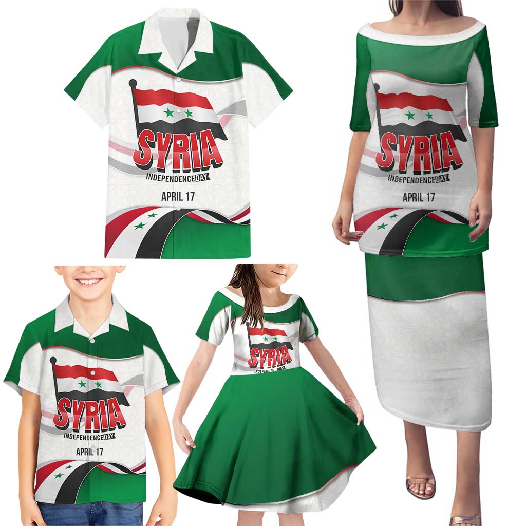 Syria Independence Day Family Matching Puletasi and Hawaiian Shirt with National Flag and Emblem