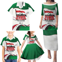 Syria Independence Day Family Matching Puletasi and Hawaiian Shirt with National Flag and Emblem