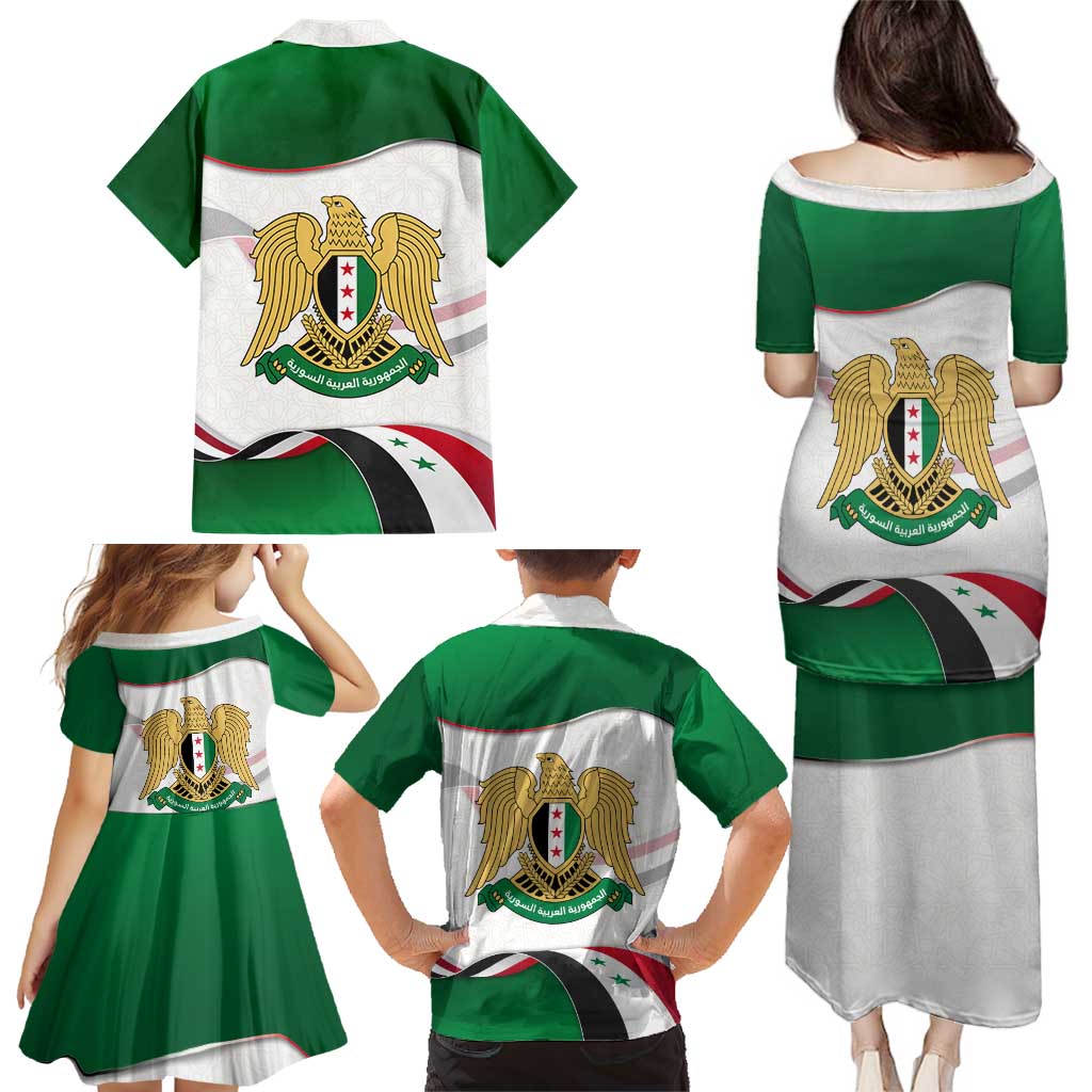Syria Independence Day Family Matching Puletasi and Hawaiian Shirt with National Flag and Emblem
