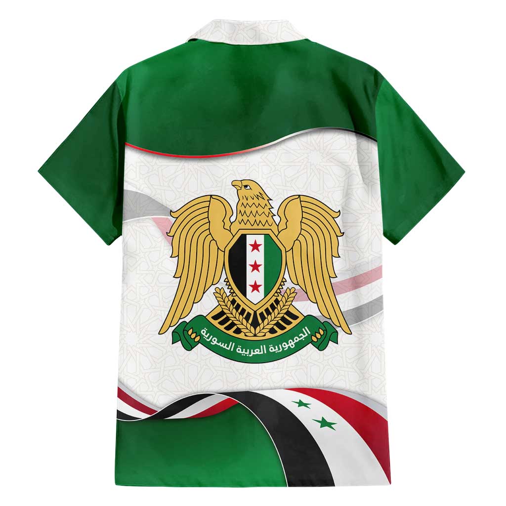 Syria Independence Day Family Matching Short Sleeve Bodycon Dress and Hawaiian Shirt with National Flag and Emblem