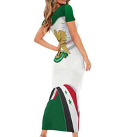Syria Independence Day Family Matching Short Sleeve Bodycon Dress and Hawaiian Shirt with National Flag and Emblem