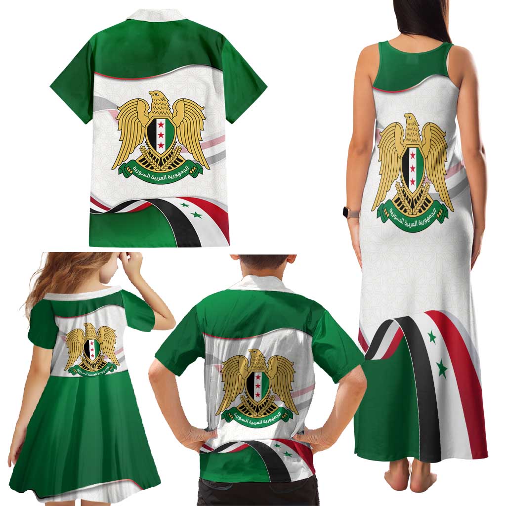 Syria Independence Day Family Matching Tank Maxi Dress and Hawaiian Shirt with National Flag and Emblem