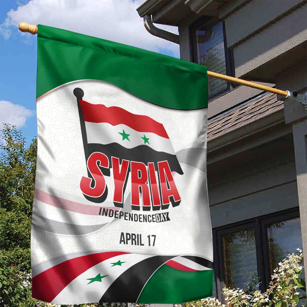 Syria Independence Day Garden Flag with National Flag and Emblem