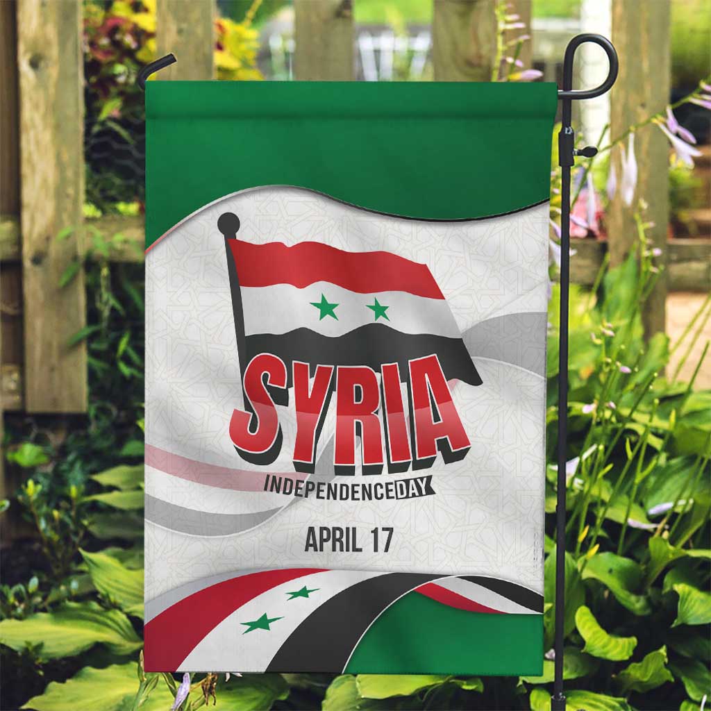 Syria Independence Day Garden Flag with National Flag and Emblem