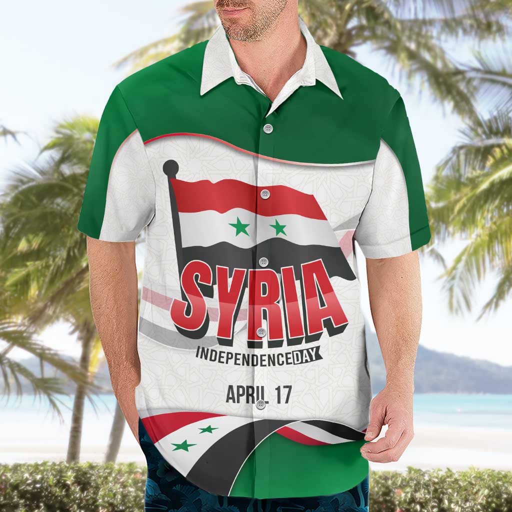 Syria Independence Day Hawaiian Shirt with National Flag and Emblem