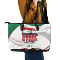 Syria Independence Day Leather Tote Bag with National Flag and Emblem