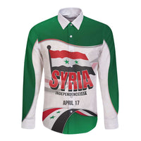 Syria Independence Day Long Sleeve Button Shirt with National Flag and Emblem